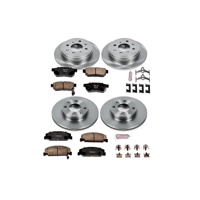 POWERSTOP Autospecialty KOE399 Front and Rear Replacement Brake Kit-OE Brake Rotors & Ceramic Brake Pads For Honda CRX 1989 [Model Specific]