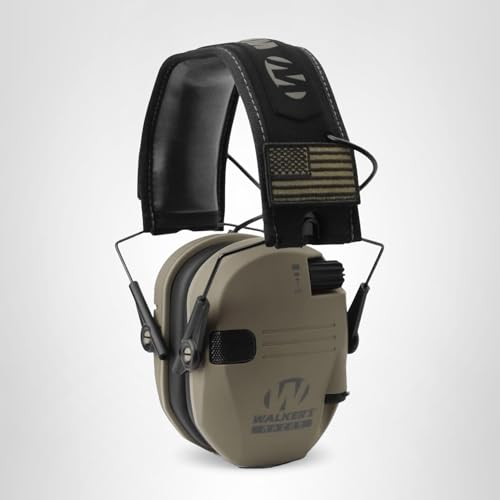 Walkers Razor Slim Shooter Electronic Ear Protection Folding Muffs, Tan Patriot