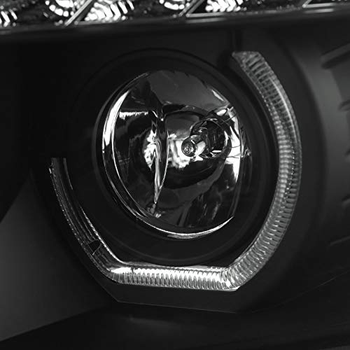 Black Smoke Spec-D Tuning Halo Projector Headlights w/LED Compatible with 2007-2013 Chevy Silverado 1500, 2007-2014 Chevy Silverado 2500HD/3500HD, Left + Right Pair Headlamps Assembly