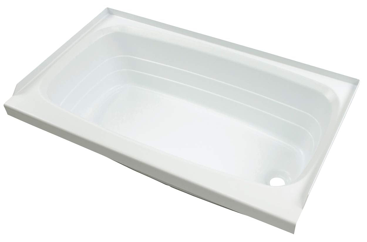 24" x 46" Lippert Replacement White Bathtub with Right Drain, Scratch-Resistant ABS Acrylic for RVs, Travel Trailers, 5th Wheels, Motorhomes - W2446RHSPK