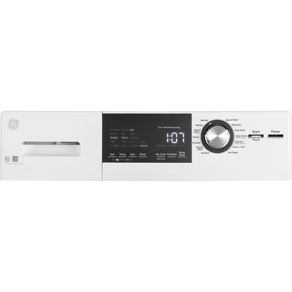 Frontload GE Washer with Steam, 2.4 Cu. Ft. Capacity, White