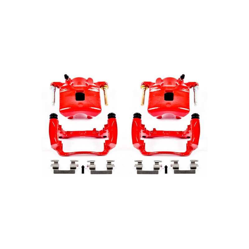 Power Stop S4880 Front Pair of High-Temp Red Powder Coated Calipers for Chevrolet Cobalt 2007, Pontiac G5 2007-2010, Saturn Ion 2003-2007 [Model Specific]