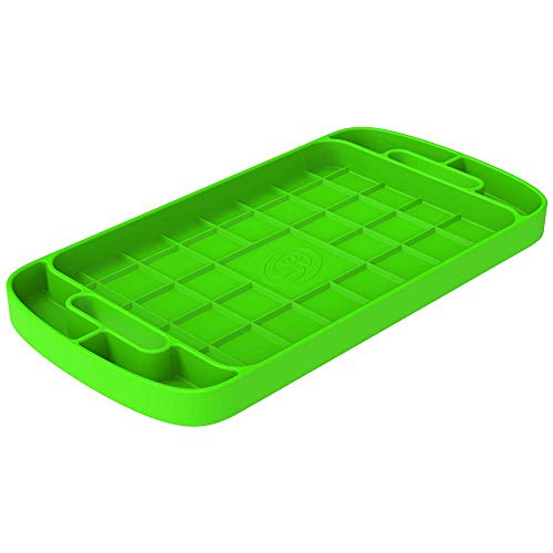 Flexible S&B Non-Slip Silicone Tool Tray | Tool Mat | Tool Organizer | Tool Holder (Large, Lime Green, 80-1000L)