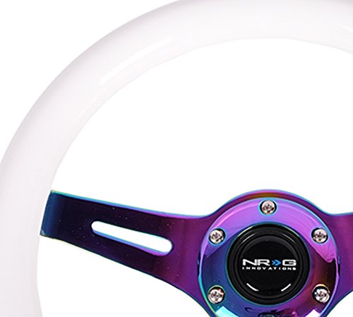NRG Innovations Steering Wheel NRG-ST-310WT-MC - 310mm 1.5"Deep, Classic White Wood Grain Wheel, 3 Spoke Center in Neochrome