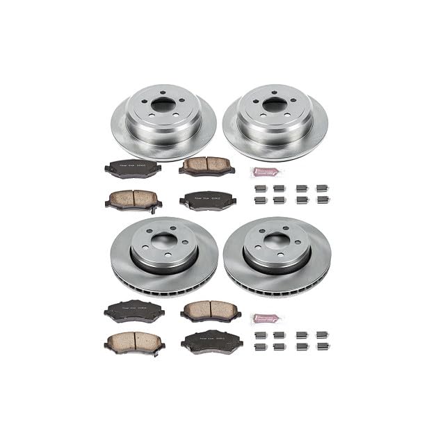 POWERSTOP Autospecialty KOE2832 Front and Rear Replacement Brake Kit OE Brake Rotors and Ceramic Brake Pads For 2007 2011 Dodge Nitro | 2008-2012 Jeep Liberty [Models with 11.9" Front Rotors]