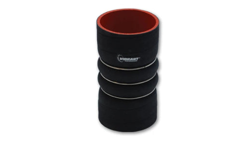 Power Vibrant Performance 11827 Hose Coupler, Silicone, 4ply Aramid Reinforced, Charge Air Cooler (CAC) Bellows, 3.50 in. Inlet I.D, 3.50 in. Outlet I.D, 8.00 in. Overall Length, 3 Rings, Black, each