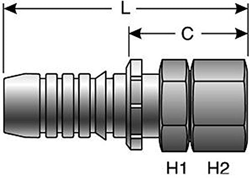GlobalSpiral Couplings Gates 8GS-10FJX, Female JIC 37° Flare Swivel, Zinc Plated Carbon Steel, 2.99", 1/2" ID