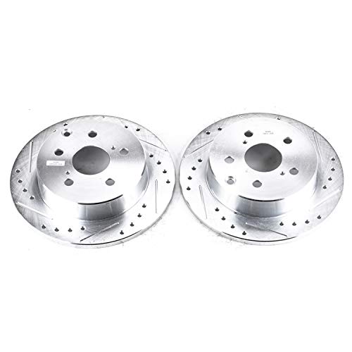Power Stop Rear JBR1370XPR Drilled & Slotted Rotor Pair For Lexus HS250h 2010-2012, Toyota RAV4 2006-2018 [Model Specific]