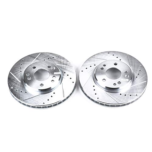 Power Stop EBR418XPR Evolution Front Drilled & Slotted Rotor Pair For Mercedes-Benz 300SL, Mercedes-Benz 500E, Mercedes-Benz 500SL, Mercedes-Benz SL320, Mercedes-Benz SL500 [Model Specific]