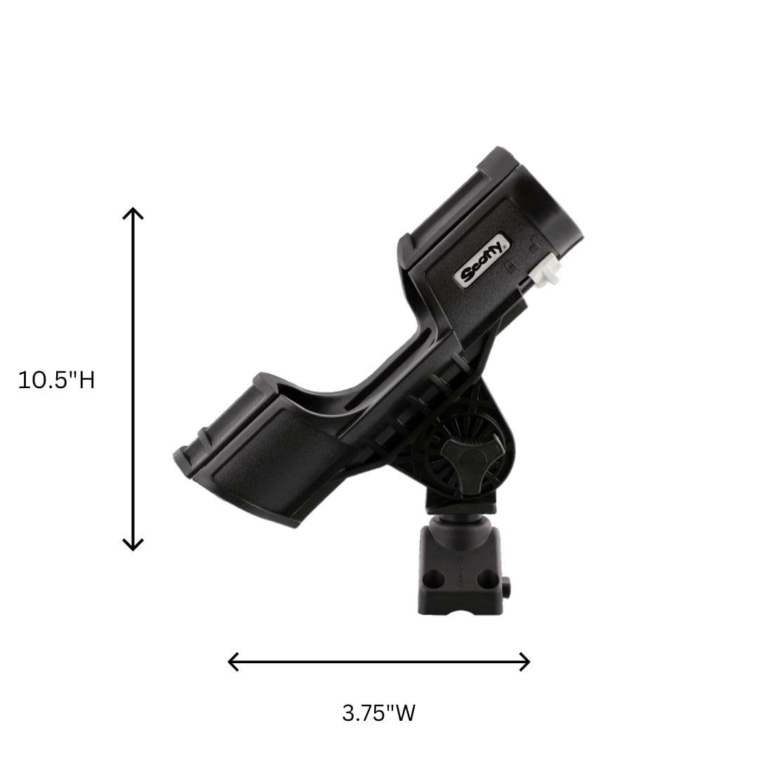 Orca Rod Holder Scotty #400-BK w/ #241L Side Deck Mount, Black, Small