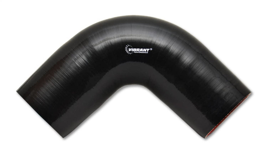 Hose Coupler, Vibrant Power 27925, Silicone, 4ply Aramid Reinforced, 90 degree Elbow, 1.625 in. Inlet I.D, 1.625 in. Outlet I.D, 4.00 in. Leg Length, 1.75 in. CLR, Black, each