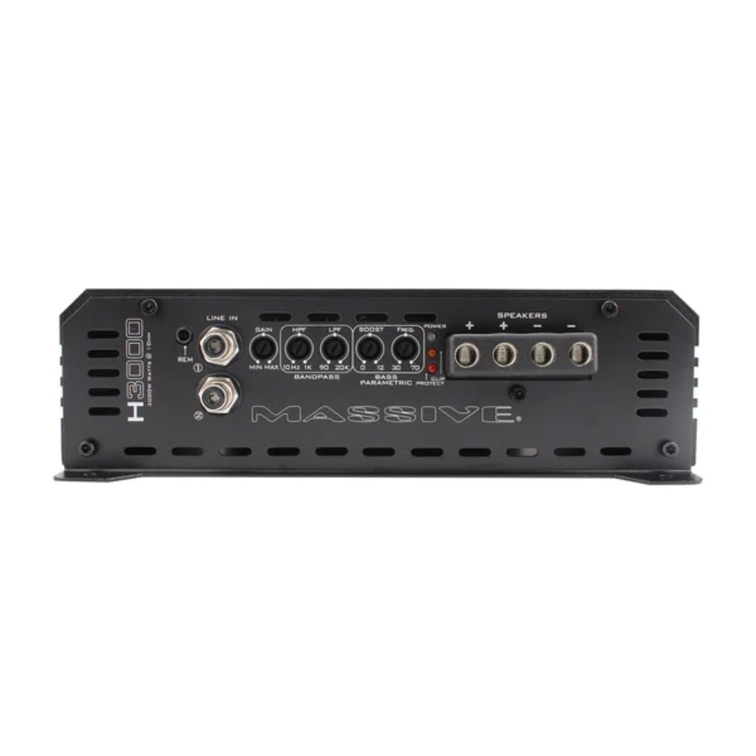 H3000 Massive Audio | 3000W RMS 1-Ohm Monoblock - Class D Amp, High Power, Competition-Grade Bass, Dual Power Inputs & Protective Circuitry - Hippo Series Amplifier