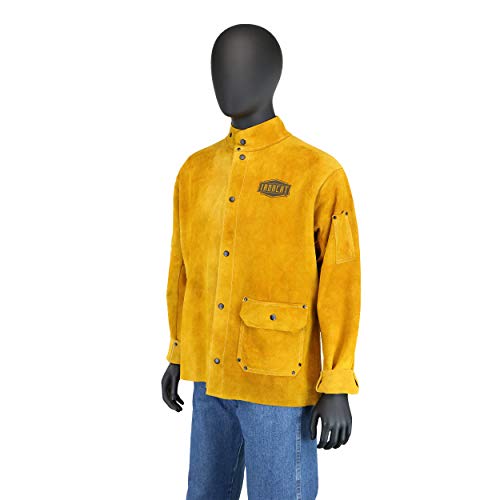 7005 IRONCAT Heat Resistant Split Cowhide Leather Jacket - X-Large, Kevlar Thread Stitched Welding Jacket in Golden Yellow. Welding Gears