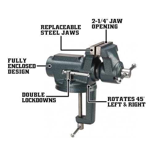 Wilton Clamp-On Super-Junior Vise, 4" Jaw Width, 2-1/4" Jaw Opening, 2" Throat (Model CBV-100)