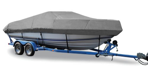 Trailerite Taylor Made Products Semi-Custom Boat Cover for V-Hull Cuddy Cabin Boats with Inboard/Outboard Motor (24'5" to 25'4" Center Line Length / 102" Beam, Gray Coated Poly)