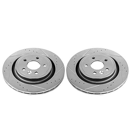 Power Stop Rear EBR1073XPR Drilled & Slotted Rotor Pair For Volvo S60, Volvo S80, Volvo V60, Volvo V60 Cross Country, Volvo XC70 [Model Specific]