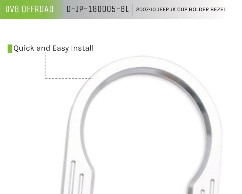 Cup Holder Bezel Cover for 07-10 Wrangler JK | DV8 Offroad | D-JP-180005-BL | Billet Aluminum Construction | Adhesive Attachment