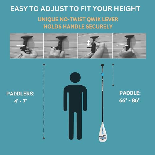 SUP Paddle Rave Sports – Adjustable, Lightweight Oar for Stand Up Paddleboard, Floats and No Twist Handle Lock, Travel Style