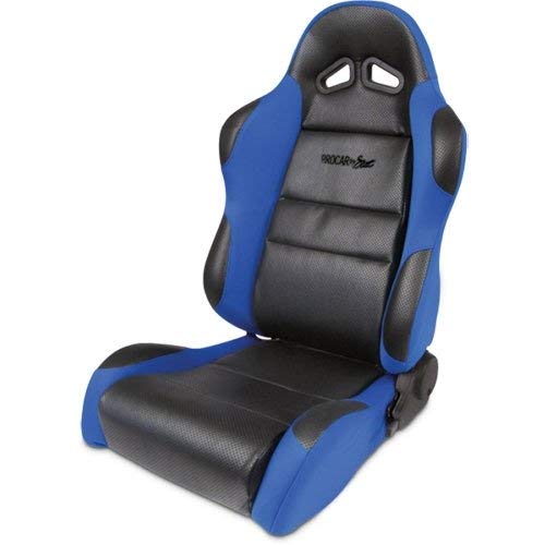 Black Vinyl ProCar by Scat 80-1605-65L Inside, Blue Velour Wings Bolsters Racing Sportsman Recliner Left Seat