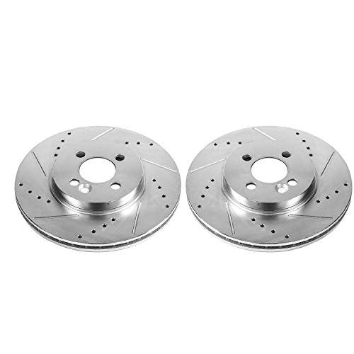Power Stop Front EBR855XPR Evolution Drilled and Slotted Rotor (Pair) For Mini Cooper 2007-2016 [Model Specific]