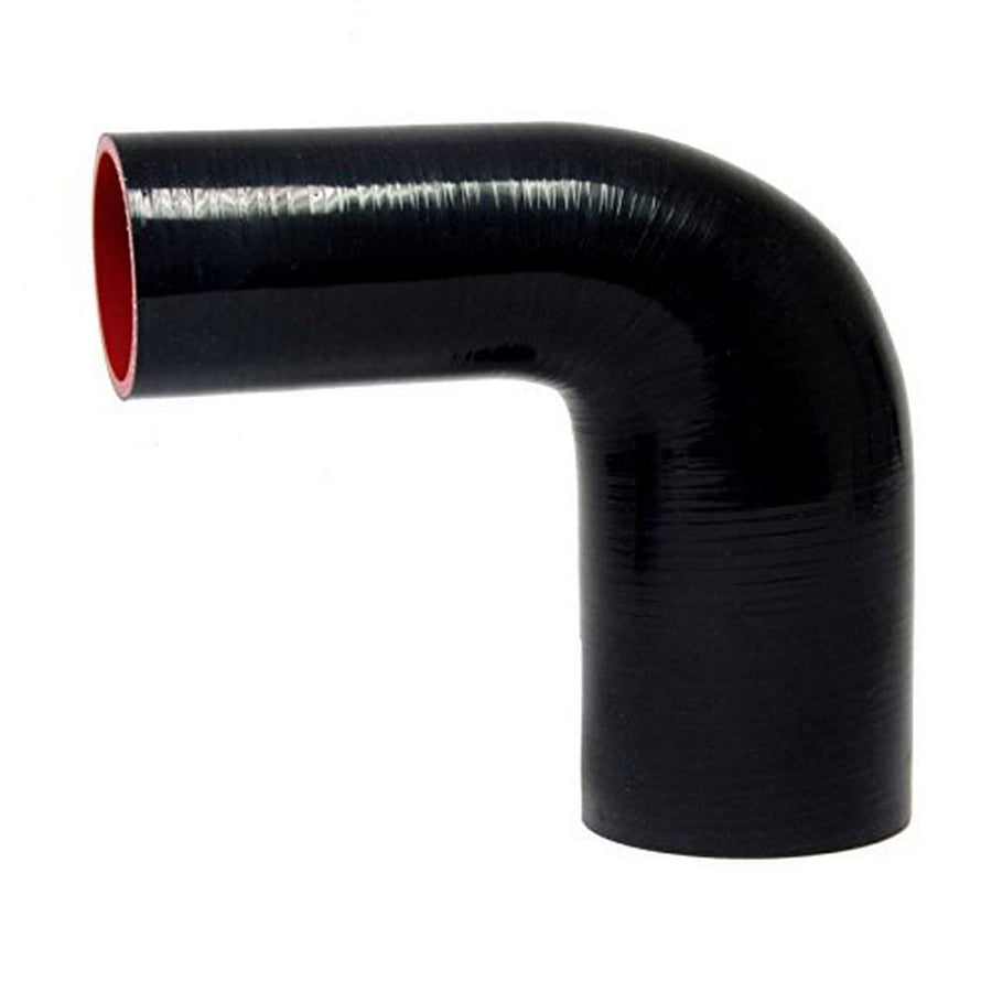 High Temperature HPS HTSER90-175-225-BLK 4-Ply Reinforced Silicone 90 Degree Elbow Reducer Hose, 75 psi Maximum Pressure, 8" Length, 1-3/4" > 2-1/4" ID, Black