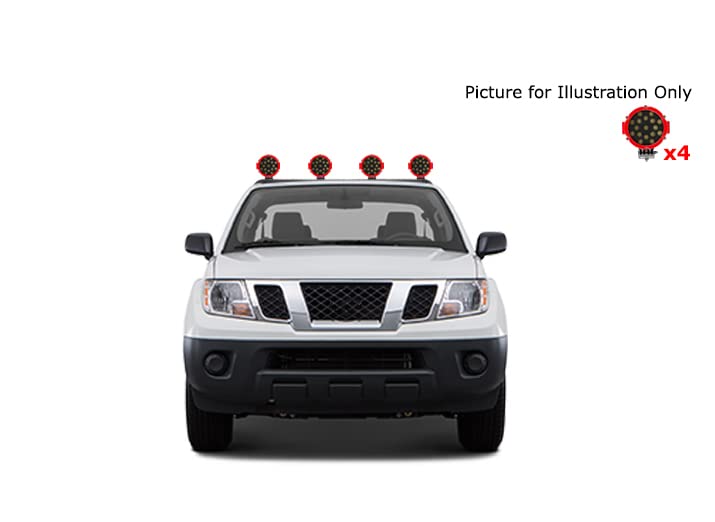 Classic Black Horse Roll Bar Incl. Pair of 7.0" Dia. LED Lights w/Red Trim Rings Compatible with 2005-2021 Nissan Frontier-RB-NIFRB-PLR