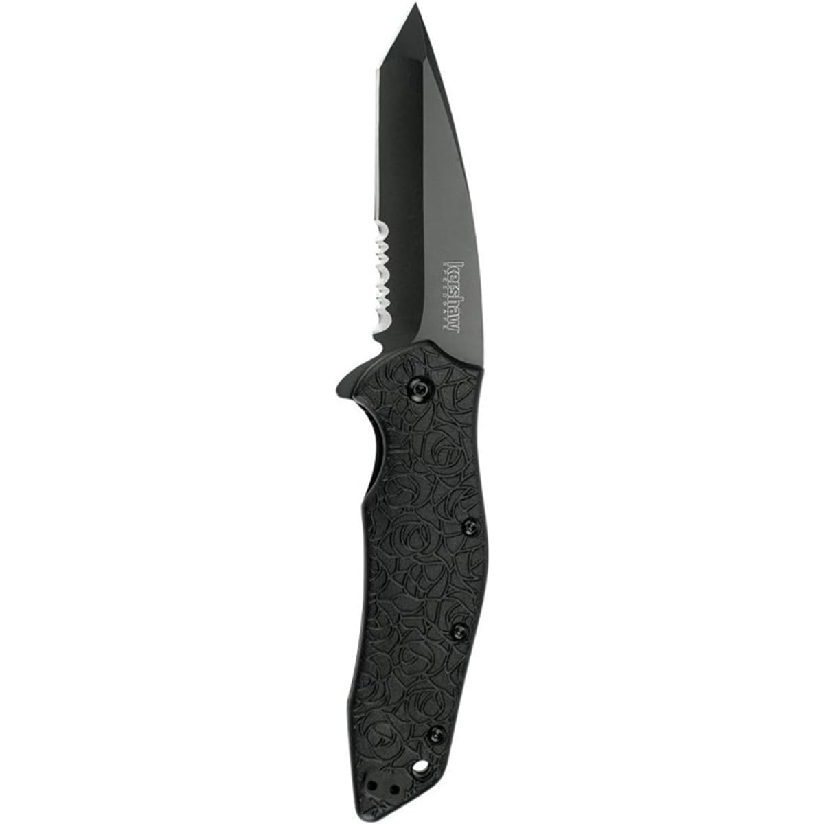 Kershaw Tanto Kuro Assisted Opening Knife (3.125" Black Serr) 1835TBLKST