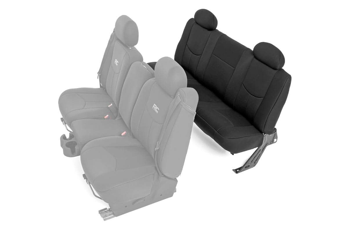 Rough Country Rear Seat Covers Neoprene for Chevy Silverado & GMC Sierra 1500 (1999-2006) - Waterproof & UV Resistant, Foam Padded, Rear Seat Cover Set