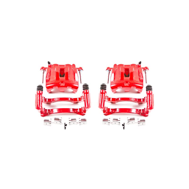 Power Stop S4826 Front Pair of High-Temp Red Powder Coated Calipers for Jeep Grand Cherokee 1999-2004 [Model Specific]