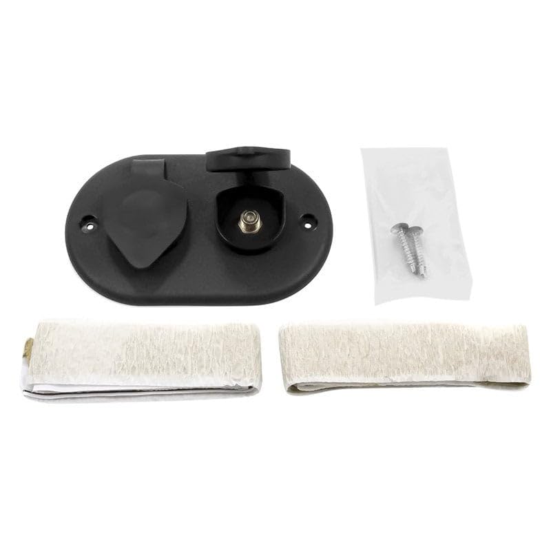 Coaxial Cable Plate - Camco Manufacturing w/Large Cap, Dual, Black