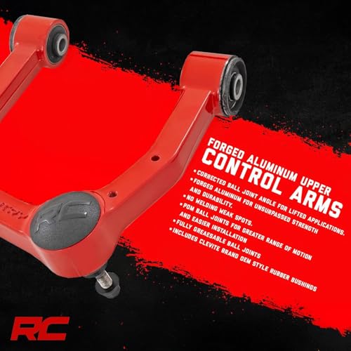 Rough Country Upper Control Arms Forged Aluminum for Toyota Tacoma (2005-2023) 4Runner (2010-2024) OE Upgrade, 2-Pack, Red