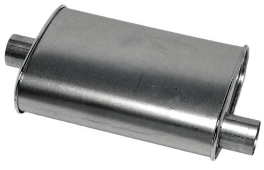 Deep Thrush Muffler Performance Tone Inlet 2.25 Pipe Connection Offset Outlet 2.25 Center