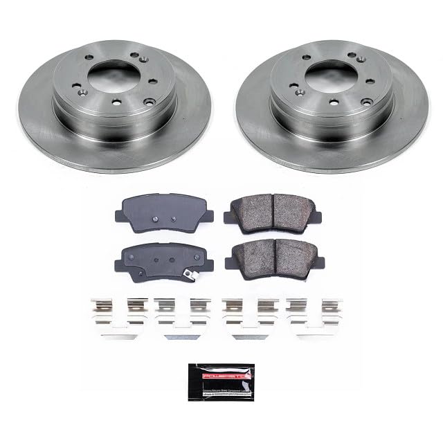 POWERSTOP Rear KOE5381 Brake Pads and Autospecialty Rotor Kit For 2012-2017 Azera | 2011-2015 Sonata | 2011-2016 Optima [Vehicle Specific]