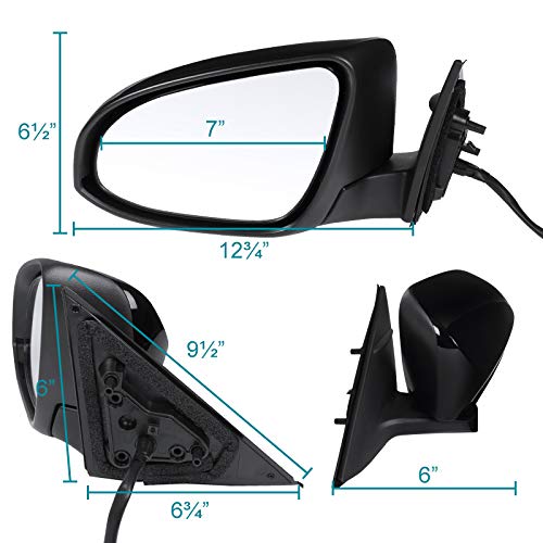 3-Pin Spec-D Tuning Glossy Black ABS Power Left Driver Side Mirror Compatible with Toyota Camry 2012-2014
