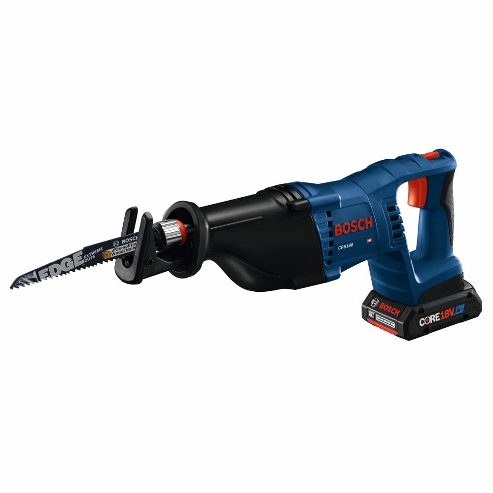 18V BOSCH CRS180-B15 D-Handle Reciprocating Saw Kit with (1) CORE18V 4 Ah Advanced Power Battery