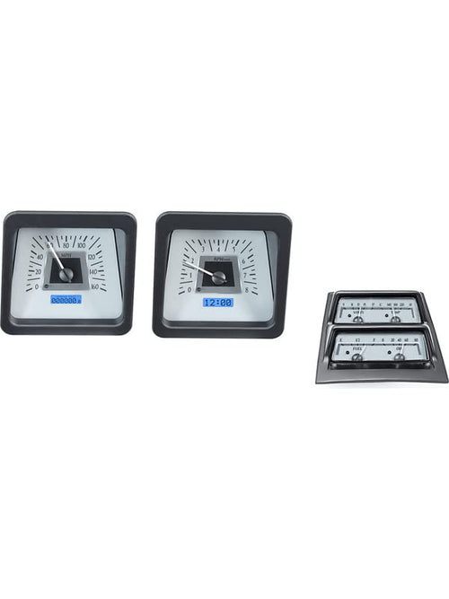 Dakota Digital VHX-69C-CAC-S-B Analog Dash Gauge System Compatible with 1969 Chevy Camaro with Console Gauges Silver Alloy Blue Backlighting