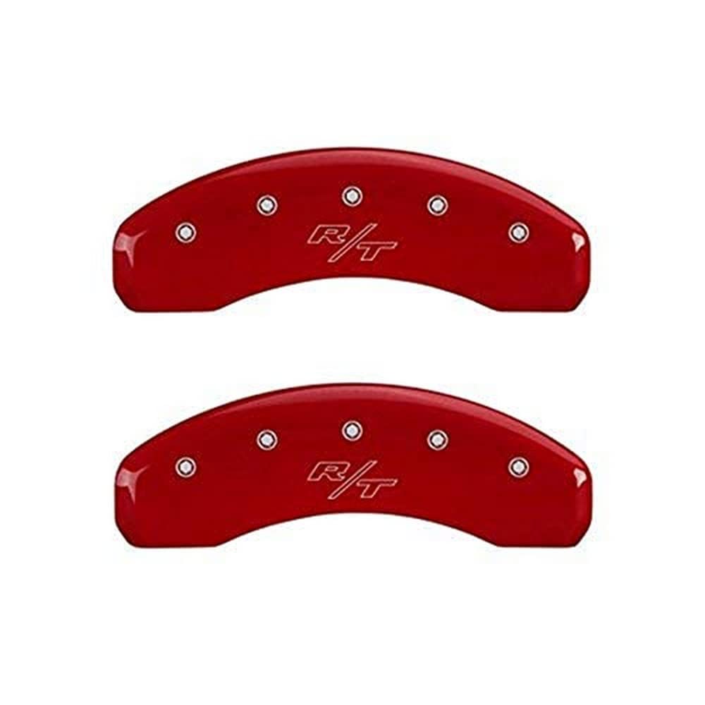 MGP Caliper Covers 12197SRTRRD Front and Rear Caliper Cover Red Powder Coat Finish, Set of 4 (Vintage Style/RT Silver Characters, Engraved)