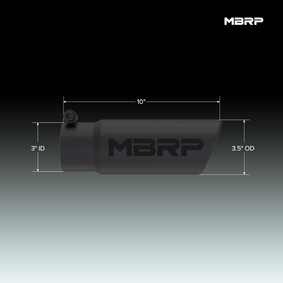 3.5" O.D. MBRP Angled Rolled End Exhaust Tip (Black Coated)