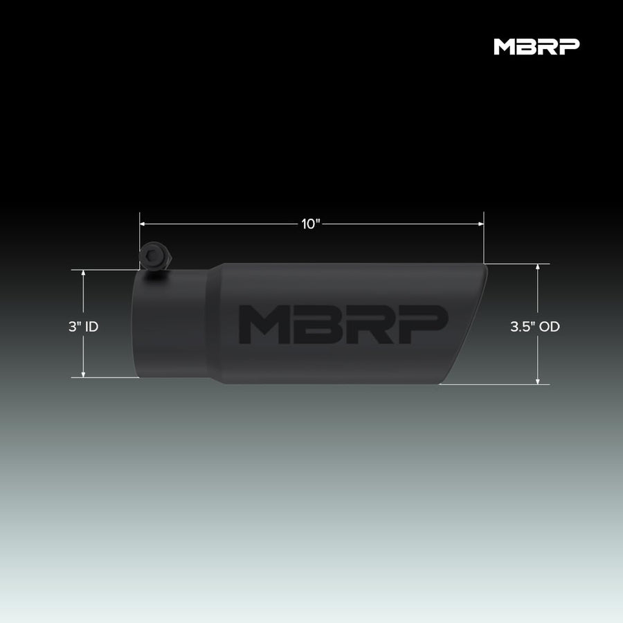 3.5" O.D. MBRP Angled Rolled End Exhaust Tip (Black Coated)