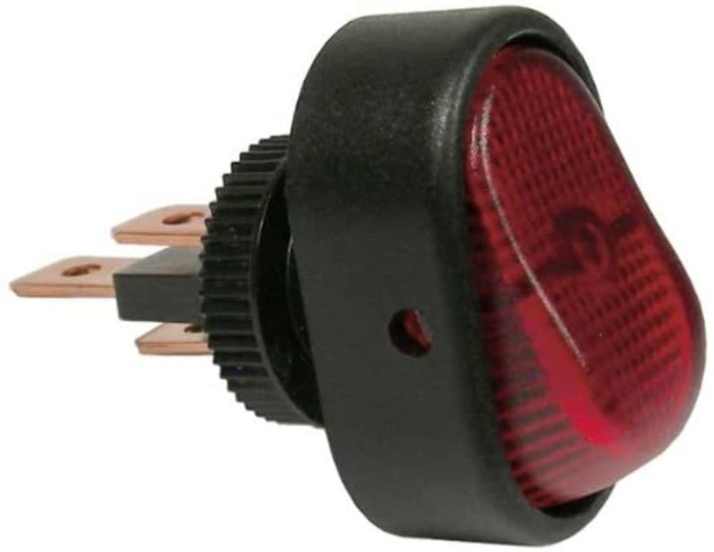 Peterson Illuminated PMV5580PT Red Oblong, Rocker 25A/12V.5 Mount .25B