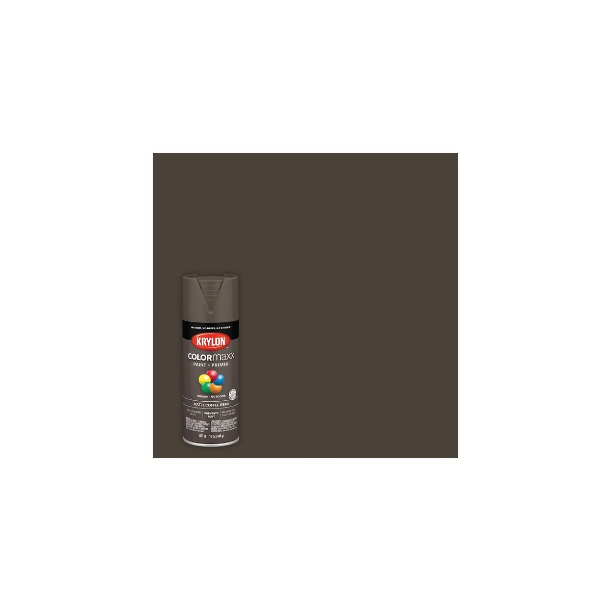 Krylon COLORmaxx K05596007 Spray Paint and Primer for Indoor/Outdoor Use, Matte Coffee Bean