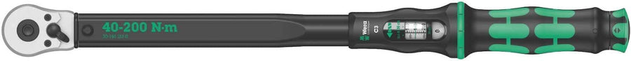 Wera - Click-Torque C 5075622001 3 torque wrench with reversible ratchet, 1/2" x 40-200 Nm, black/green