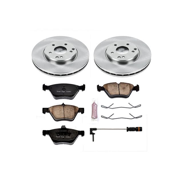 Power Stop KOE2926 Front Replacement Brake Kit-OE Brake Rotors & Ceramic Brake Pads and 2 Front Sensor Wires For Crossfire, CLK320, CLK430, E300, E320, E, E430, SLK320 [Model Specific]