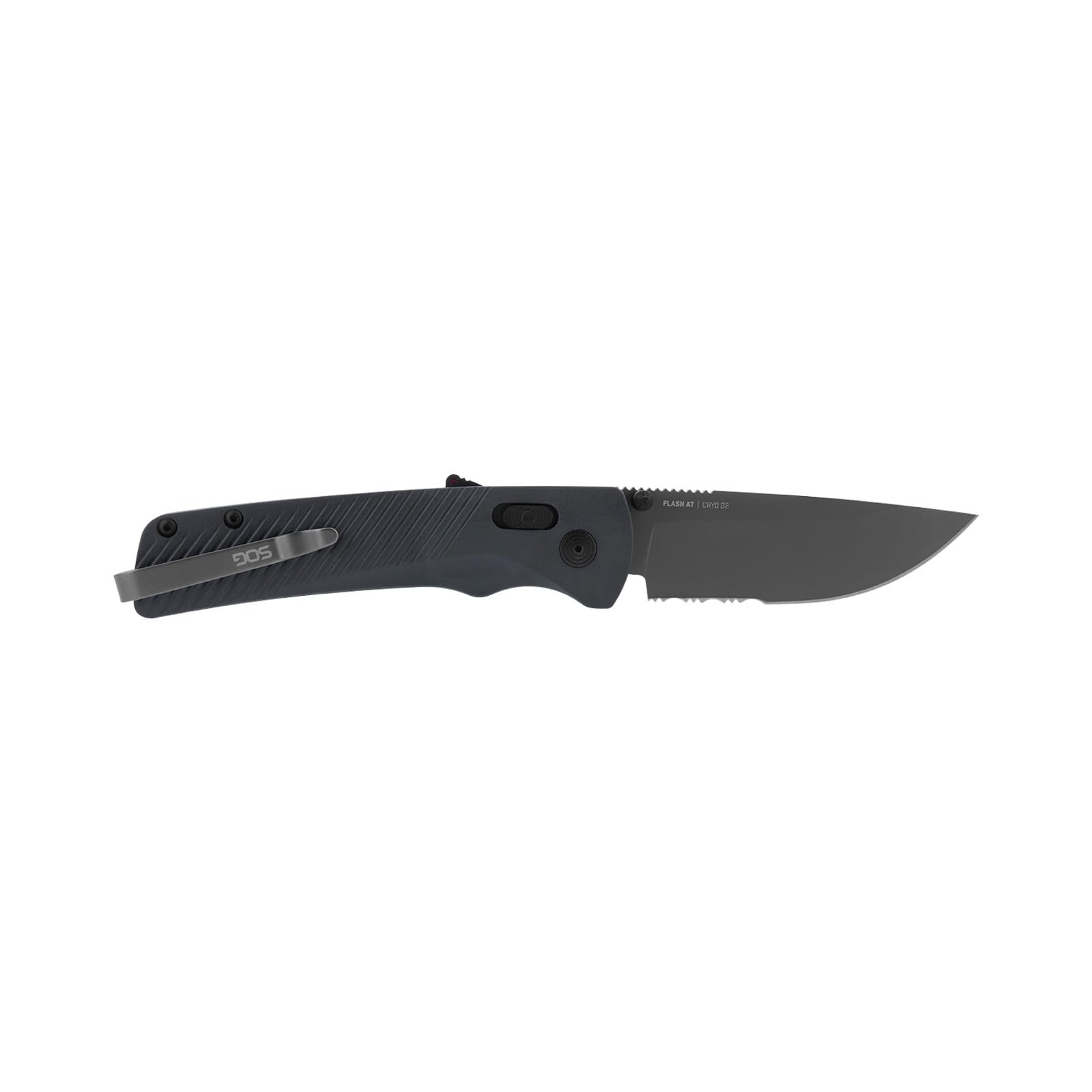SOG Flash AT Ambidextrous Daily Carry Partially Serrated Pocket Folding Knife | Ergonomic Handle | D2 Steel Blade, Urban Grey