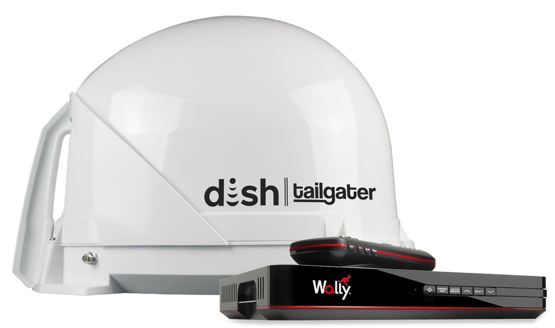 DISH Tailgater Bundle - KING Portable/Roof Mountable Satellite TV Antenna and DISH Wally HD Receiver , White , Western & Eastern Arc Satellites