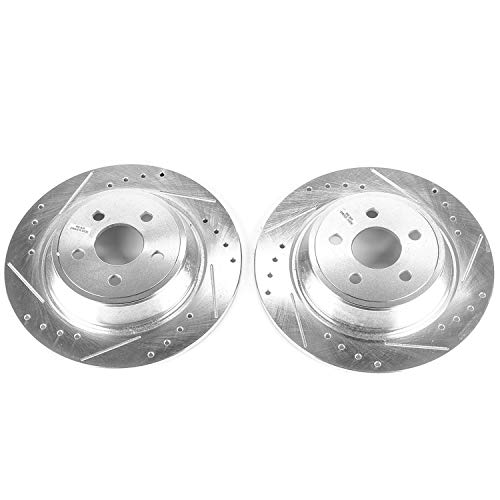 Power Stop AR85174XPR Drilled and Slotted Rotor Pair Rear For Edge, Fusion, Police Responder Hybrid, SSV Plug-In Hybrid, Continental, MKX, MKZ, Nautilus [Model Specific]