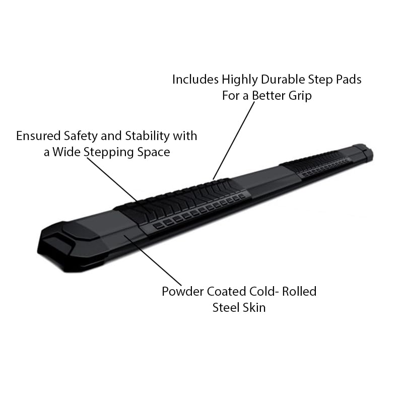 Cutlass Black Horse Running Boards Compatible With 2019-2024 Ram 1500 Classic Quad Cab/10-24 Ram 2500/3500 Quad Cab-2009-2018 1500-RN-DGRAM-09-76-BK