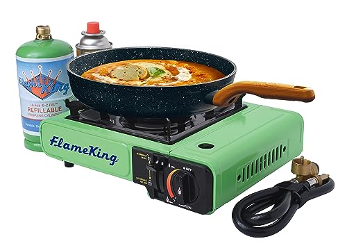 Flame King Dual Fuel YSNVT-505 Butane & Propane Gas Camping Stove with Single Burner, Portable and Great for Outdoor Cooking, Backpacking