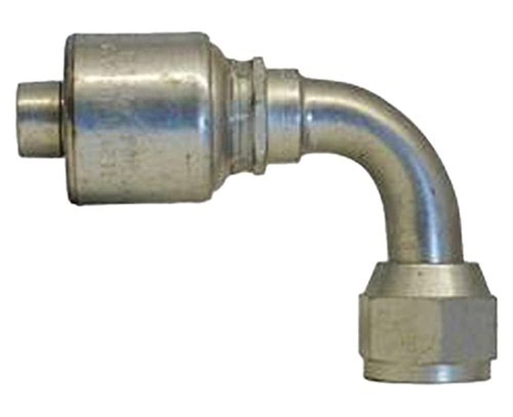 GlobalSpiral Couplings Gates 16GS-16FJX90M, Female JIC 37° Flare Swivel, Zinc Plated Carbon Steel, 5.67", 90° Bent Tube, 1" ID