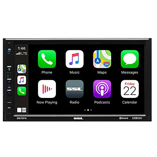Sound Storm Laboratories Car Stereo DD7CPA - Apple CarPlay, Android Auto, Double Din, 7 Inch Touchscreen, Bluetooth Audio, No CD DVD Player, Radio
